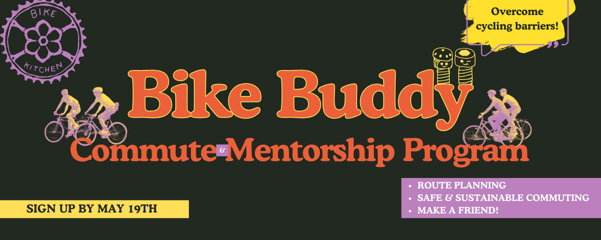 The bike buddy commute and mentorship program poster.